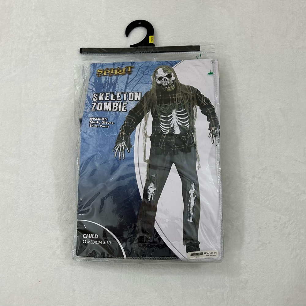 Spirit Halloween Skeleton Zombie Mask Glove Pants Childs Costume Boys M 8-10